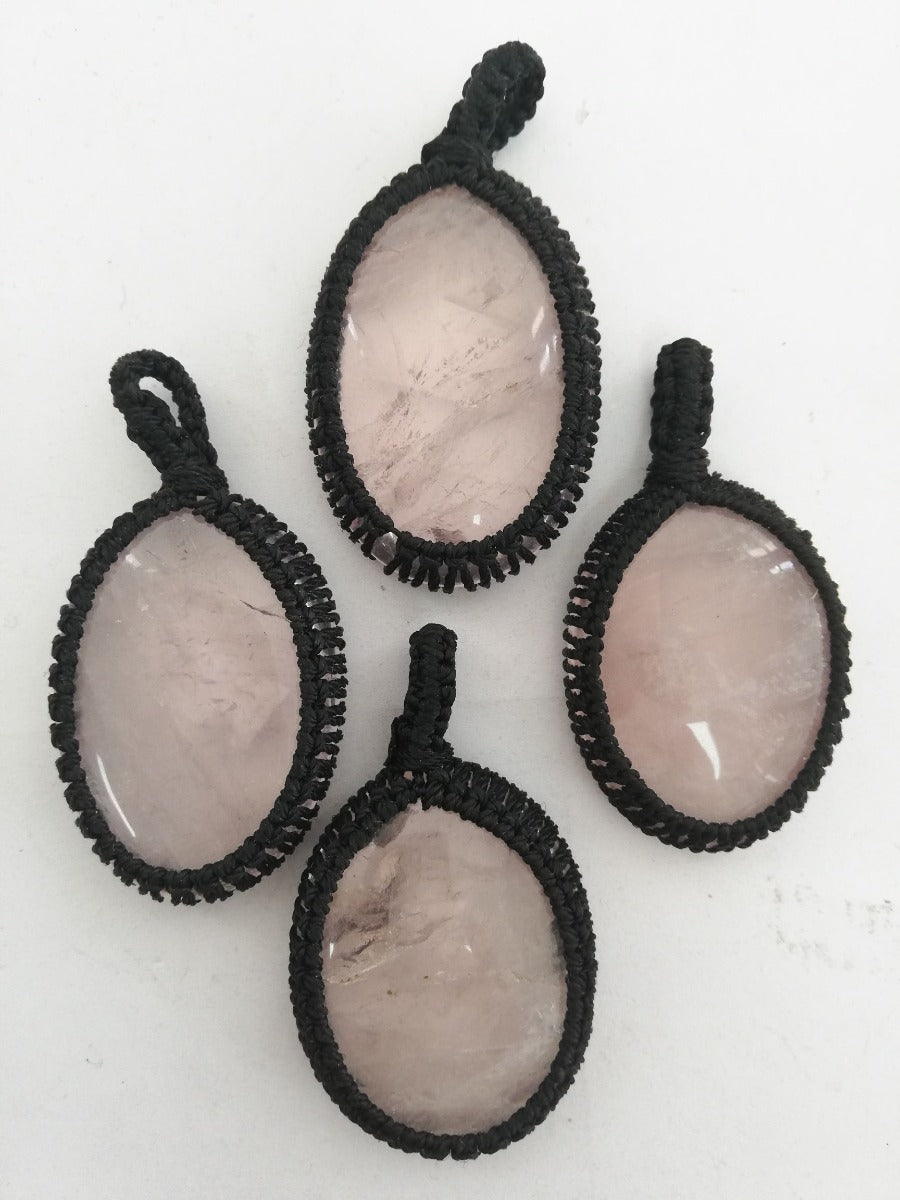 Macrame Pendant - Rose Quartz Macrame Pendant - Rose Quartz